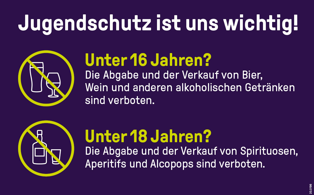 Plakat für Prevention Jungendschutz Alkohol verbot